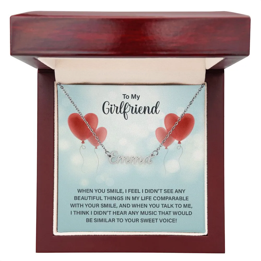 Girlfriend Name Necklace-When you smile