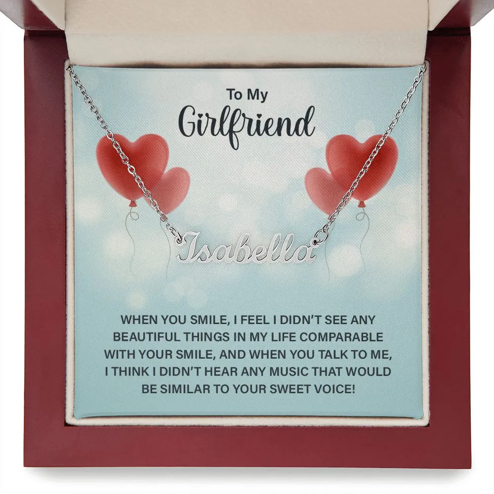 Girlfriend Name Necklace-When you smile