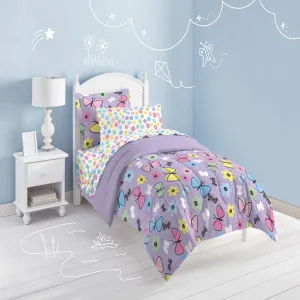Girls Whimsical Butterfly Floral Comforter With Sheet
