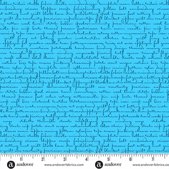 Giucy Giuce Fabric | Scrawl | Quilty Words | Blue Howlite