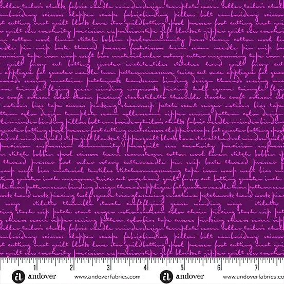 Giucy Giuce Fabric | Scrawl | Quilty Words | Purple Agate