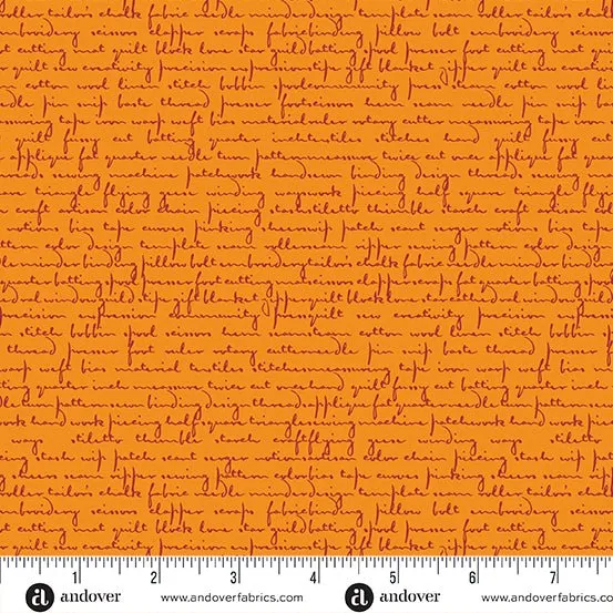 Giucy Giuce Fabric | Scrawl | Quilty Words | Tangerine