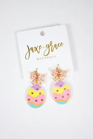 Glitter Easter Egg & Bow Earrings