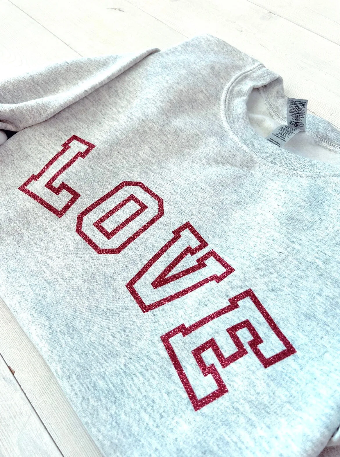 Glitter Valentines Day Love Women Crewneck
