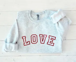 Glitter Valentines Day Love Women Crewneck