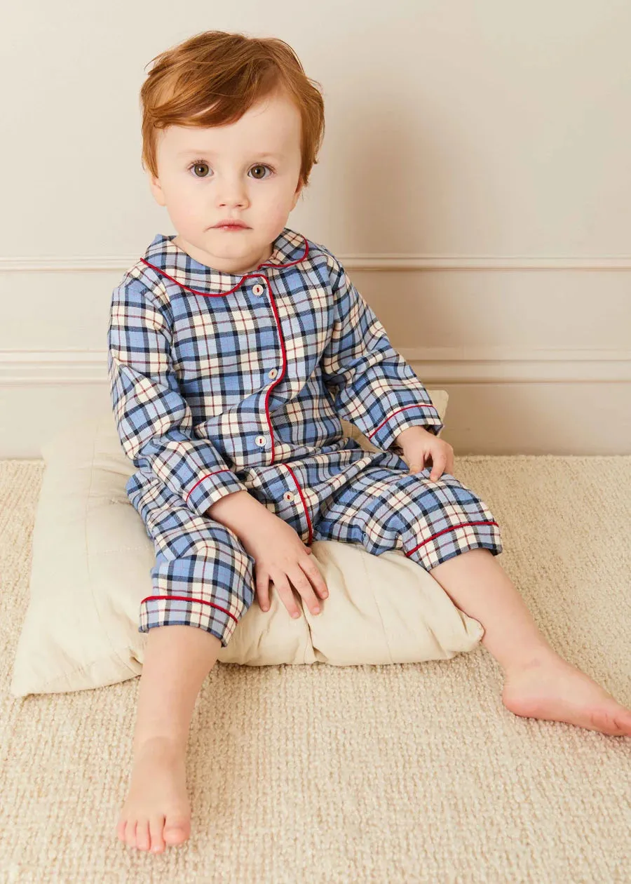 Gloucester Check Peter Pan Collar Nightwear in Blue (6mths-3yrs)