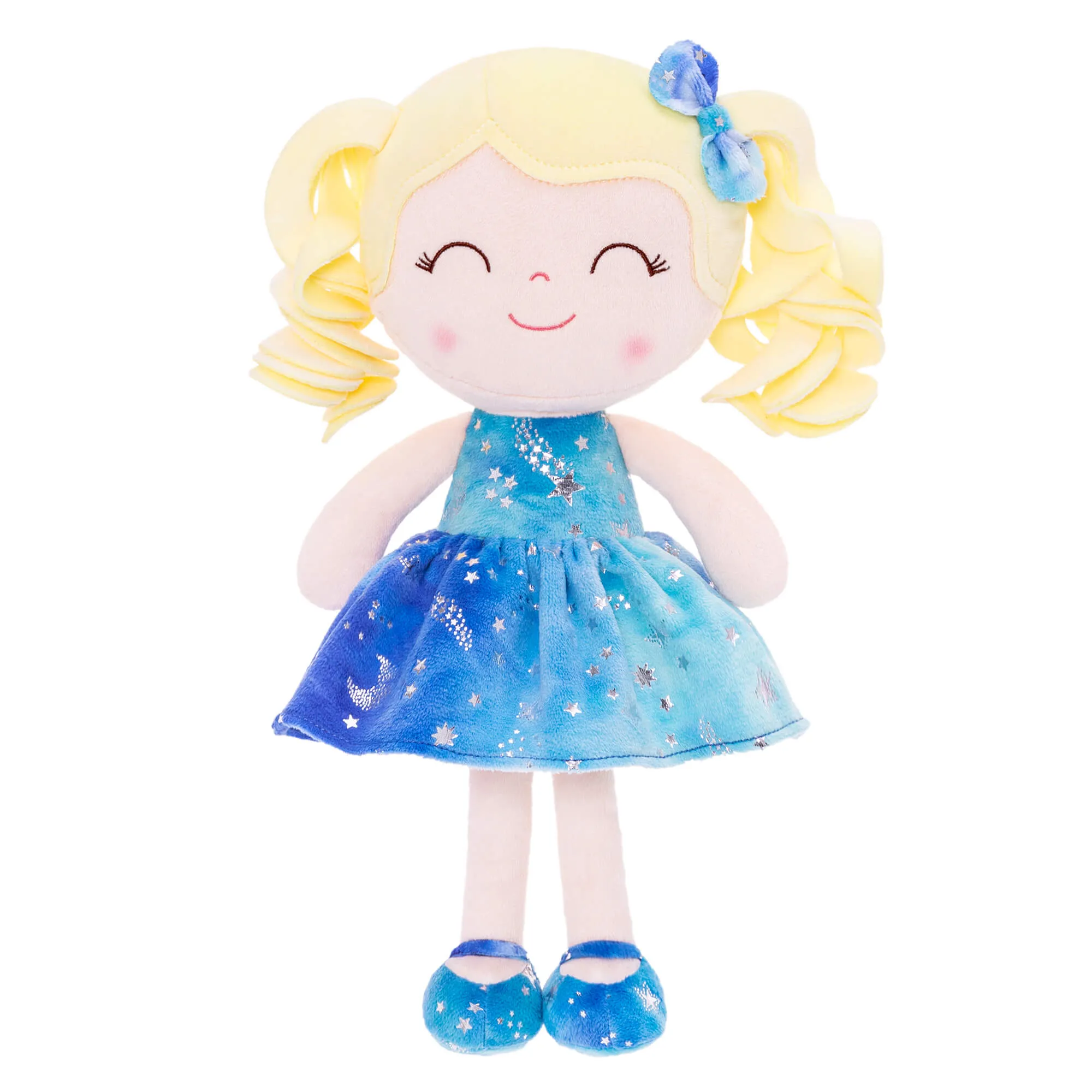 Gloveleya 12-inch Curly Hair Bronzing Dolls Gradient Blue Stars Skirt - Light Skin