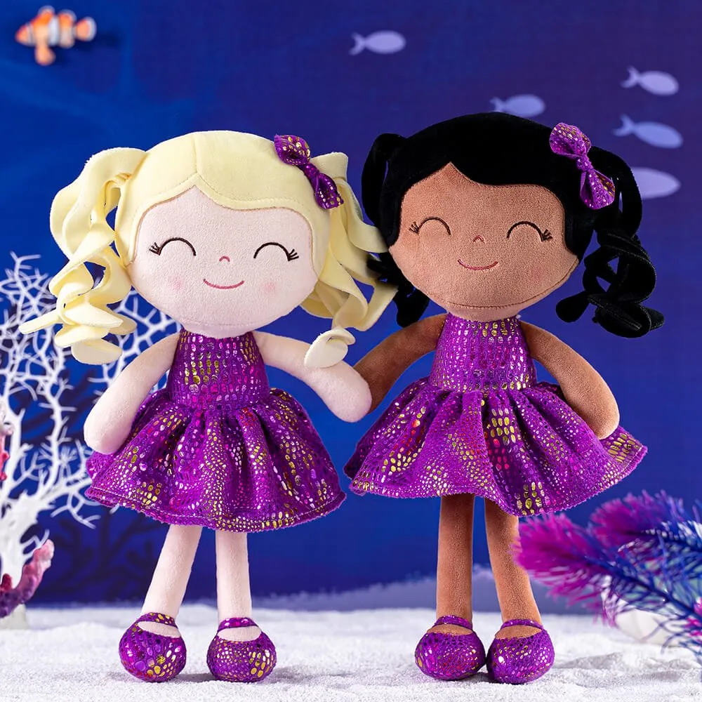 Gloveleya 12-inch Curly Hair Glitter Dolls Purple Skirt - Light Skin
