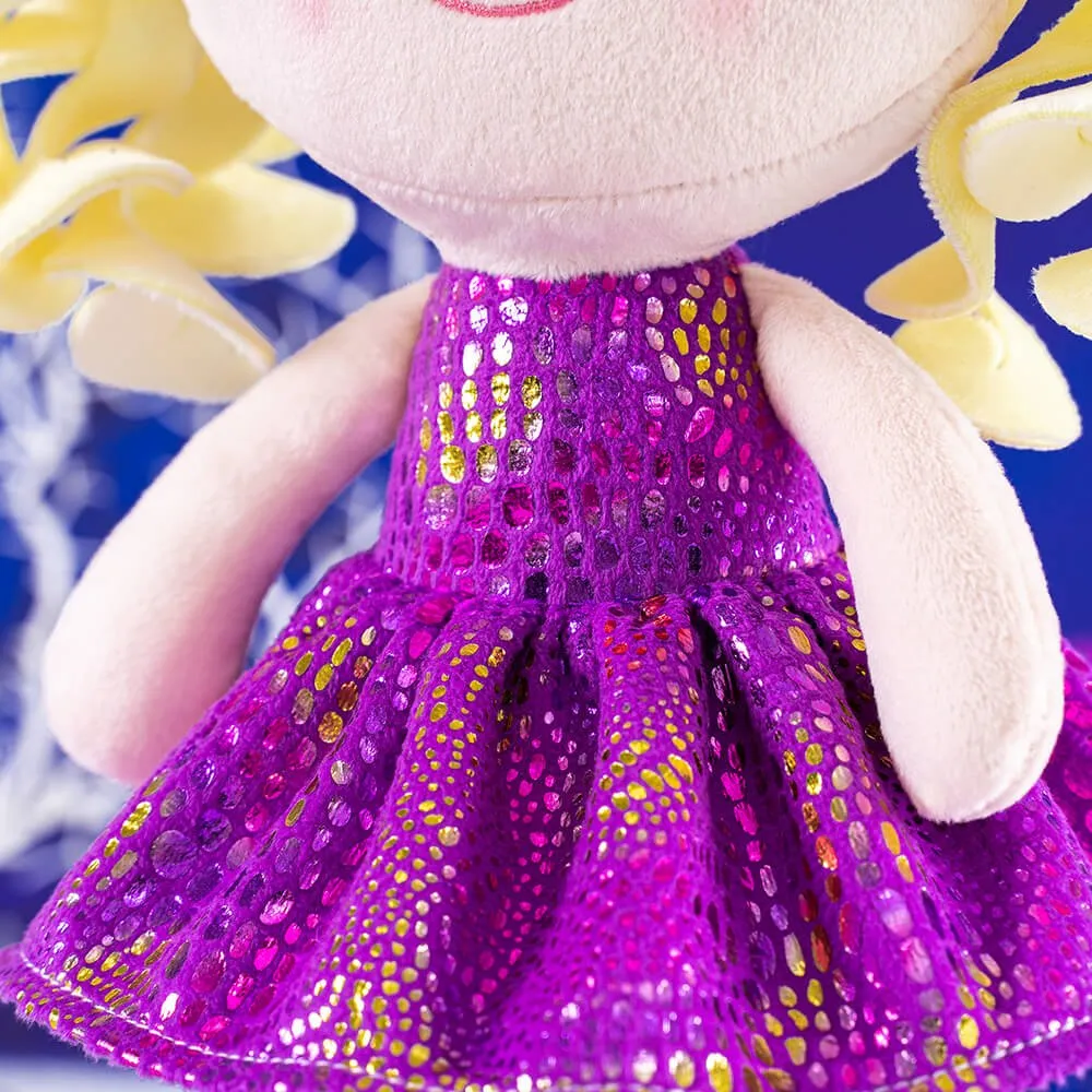 Gloveleya 12-inch Curly Hair Glitter Dolls Purple Skirt - Light Skin