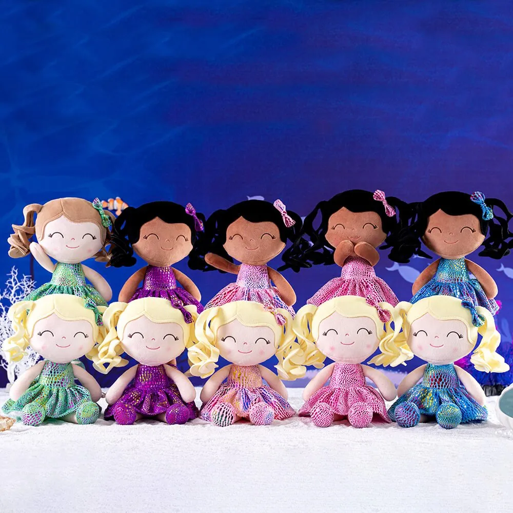 Gloveleya 12-inch Curly Hair Glitter Dolls Rose Skirt - Dark Skin