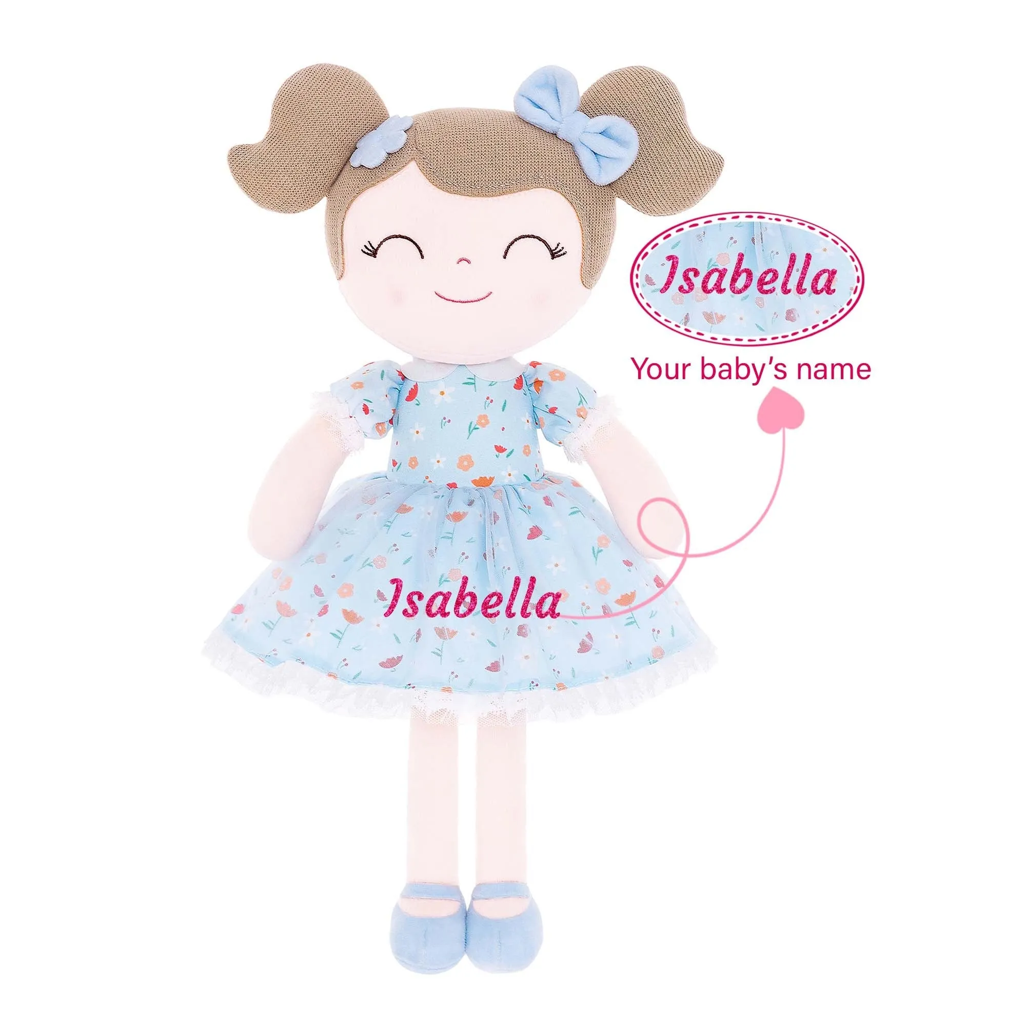 Gloveleya 16-inch Baby Girl Gifts Floral Flower Girls Blue Dolls