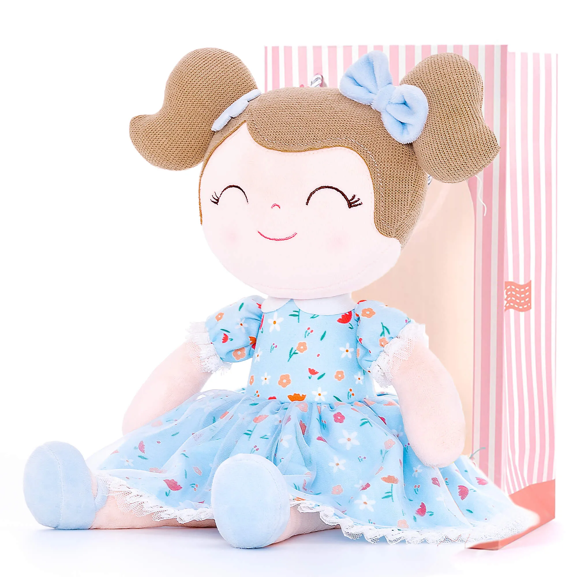 Gloveleya 16-inch Baby Girl Gifts Floral Flower Girls Blue Dolls