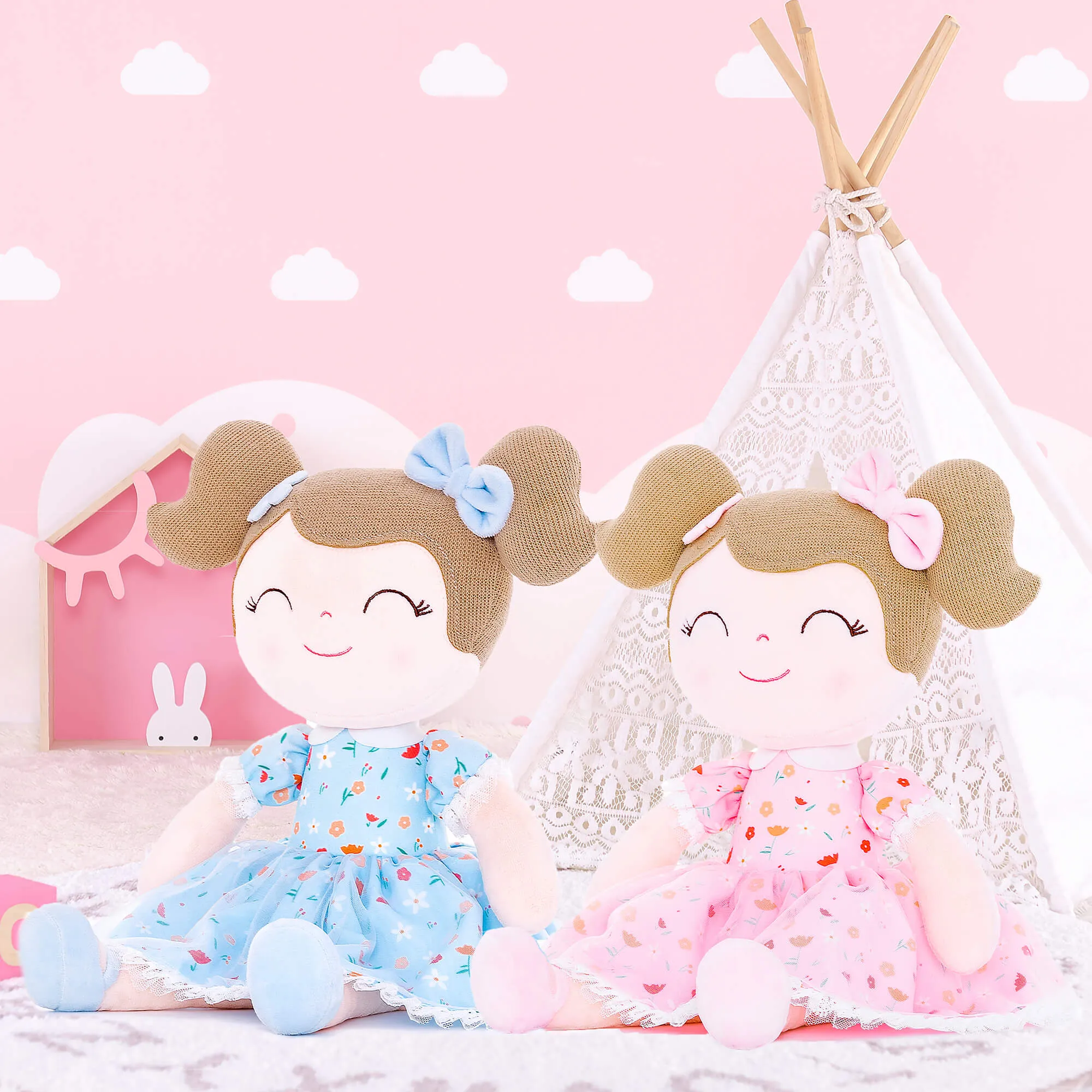 Gloveleya 16-inch Baby Girl Gifts Floral Flower Girls Blue Dolls