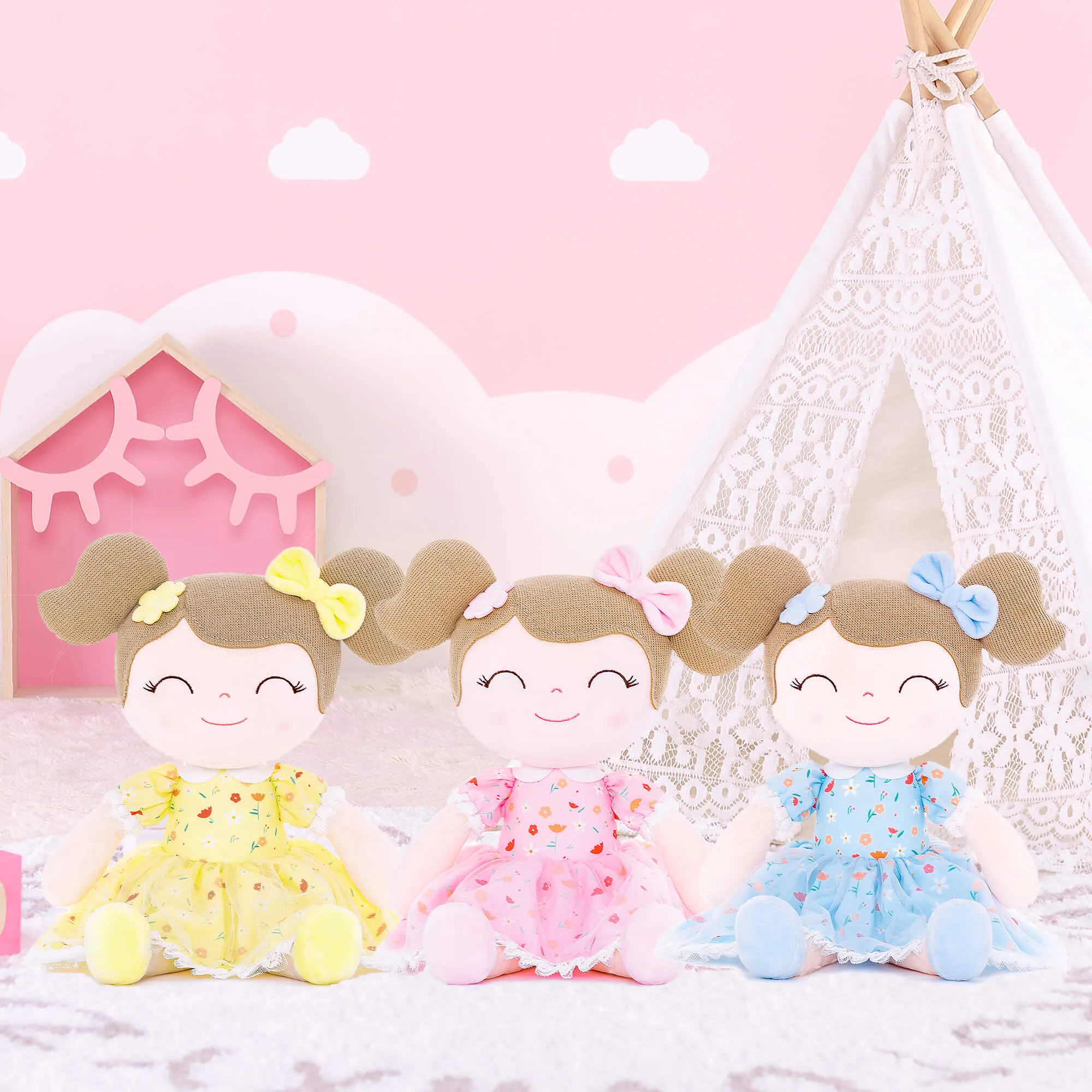 Gloveleya 16-inch Baby Girl Gifts Floral Flower Girls Doll Yellow