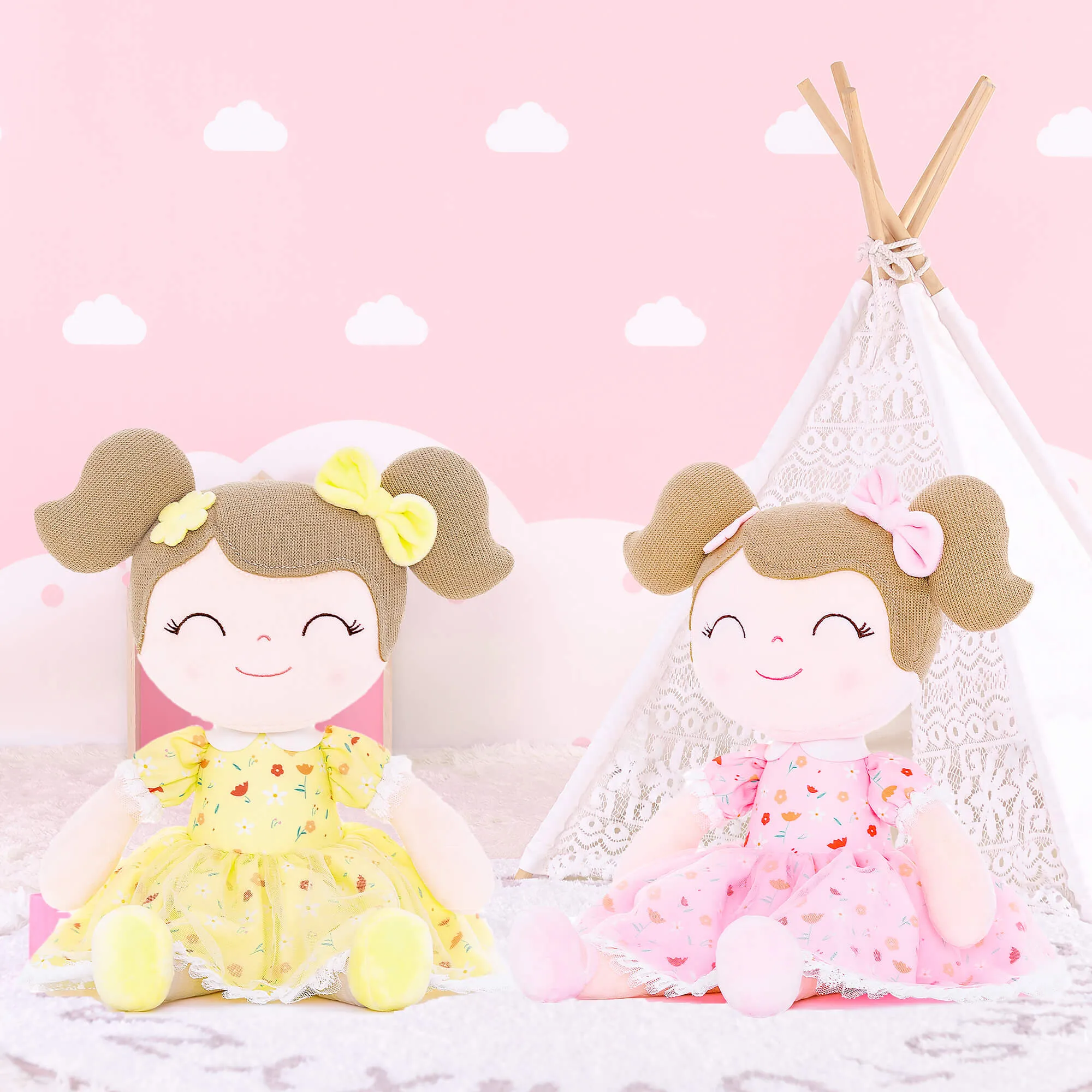 Gloveleya 16-inch Baby Girl Gifts Floral Flower Girls Doll Yellow