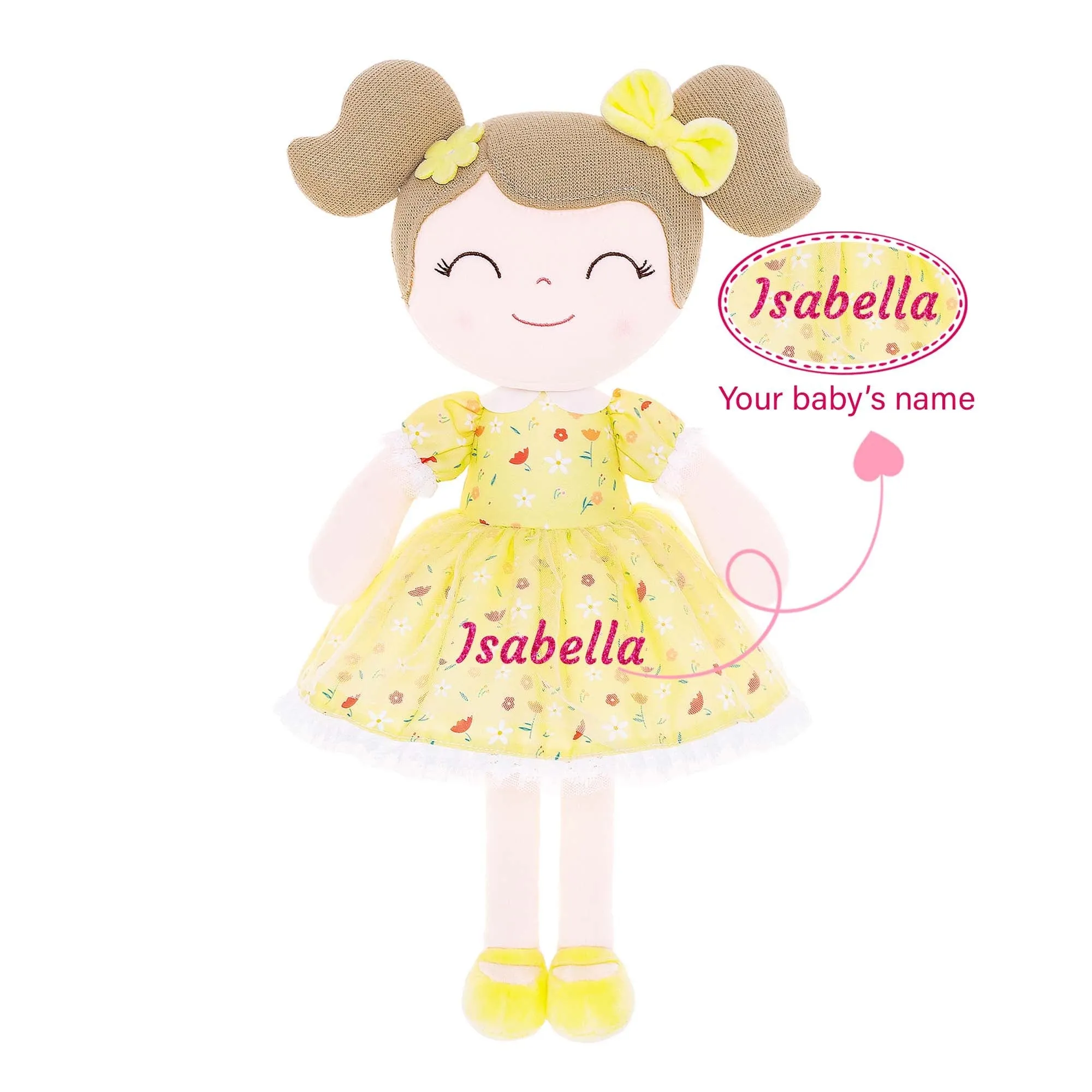 Gloveleya 16-inch Baby Girl Gifts Floral Flower Girls Doll Yellow