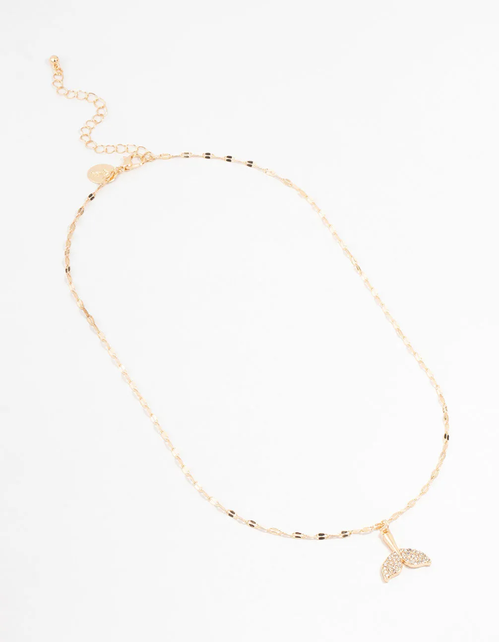Gold Diamante Whale Tail Necklace