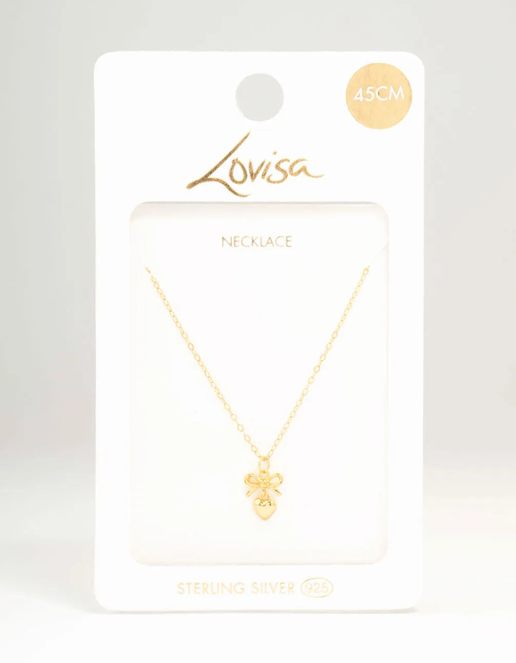 Gold Plated Sterling Silver Bow & Heart Necklace