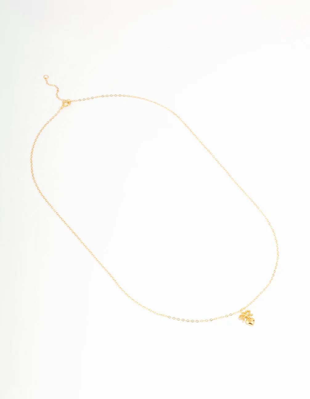Gold Plated Sterling Silver Bow & Heart Necklace