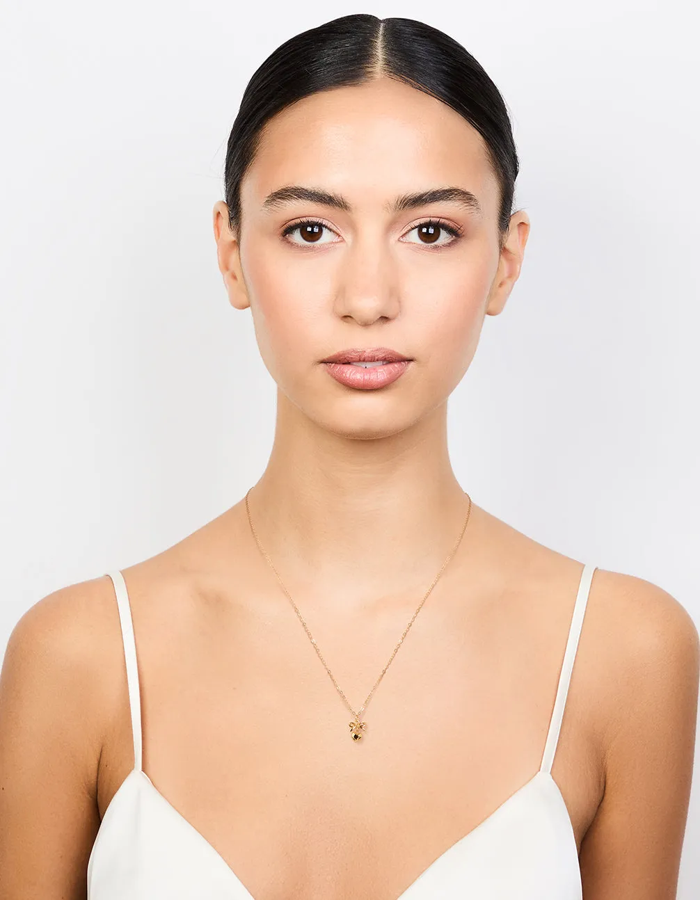 Gold Plated Sterling Silver Bow & Heart Necklace