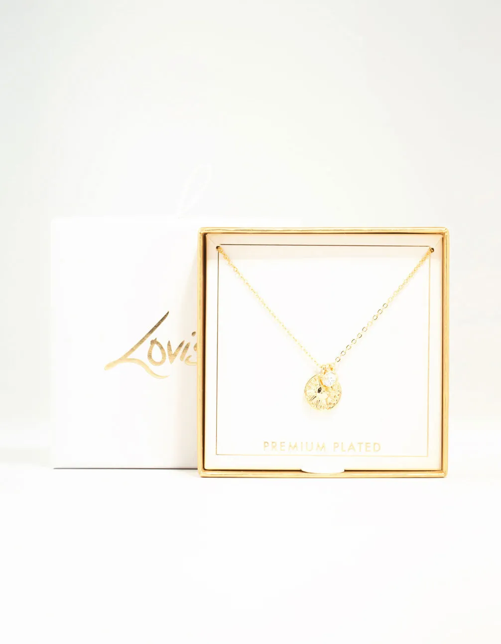 Gold Plated Sun & Cubic Zirconia Pendant Necklace
