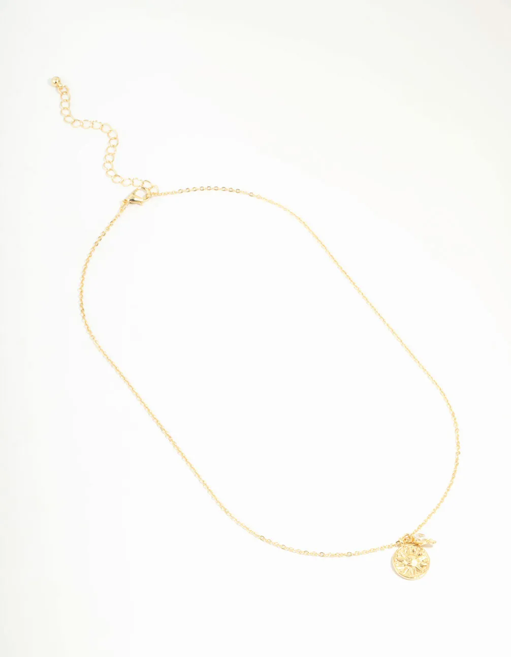 Gold Plated Sun & Cubic Zirconia Pendant Necklace
