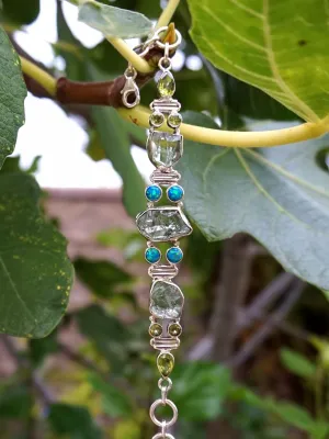 Green Amethyst Quartz and Fire Opal Bracelet 1 with Peridot