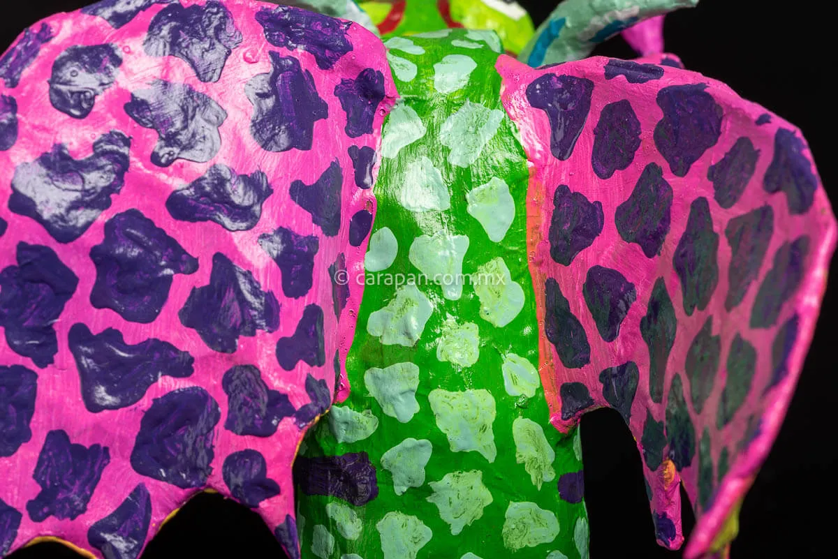 Green & Pink Mexican Dragon Paper Mache Alebrije