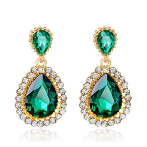 Green Crystal & Cubic Zirconia 18K Gold-Plated Drop Earrings