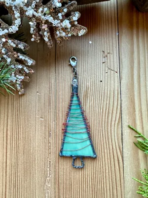 Green Glass Christmas Tree Pendant