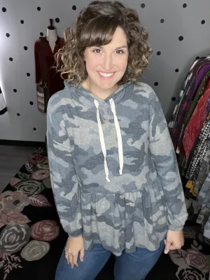 Grey Camo Babydoll Hoodie