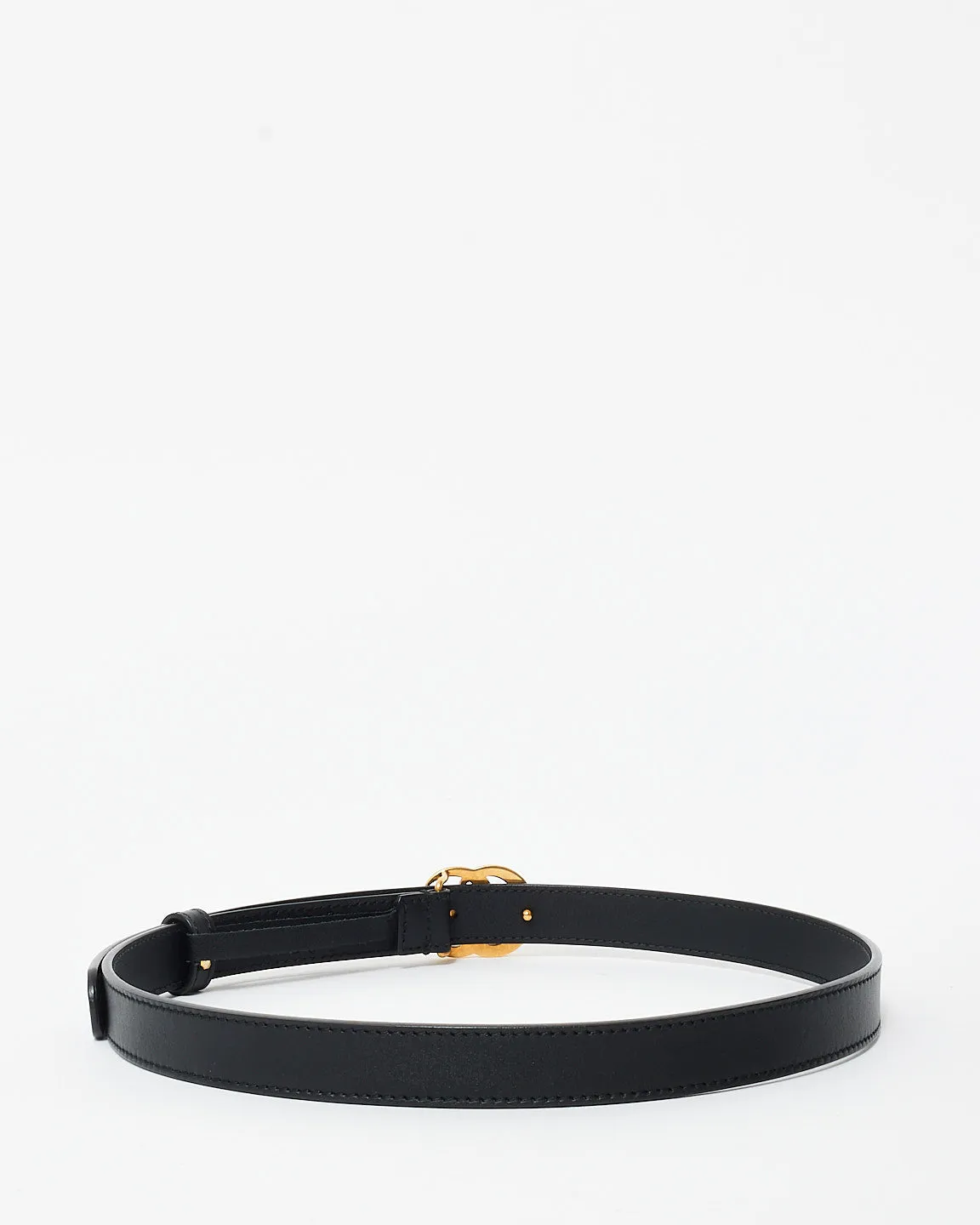 Gucci Black Leather GG Marmont Thin Belt - 70/28