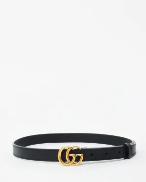 Gucci Black Leather GG Marmont Thin Belt - 70/28