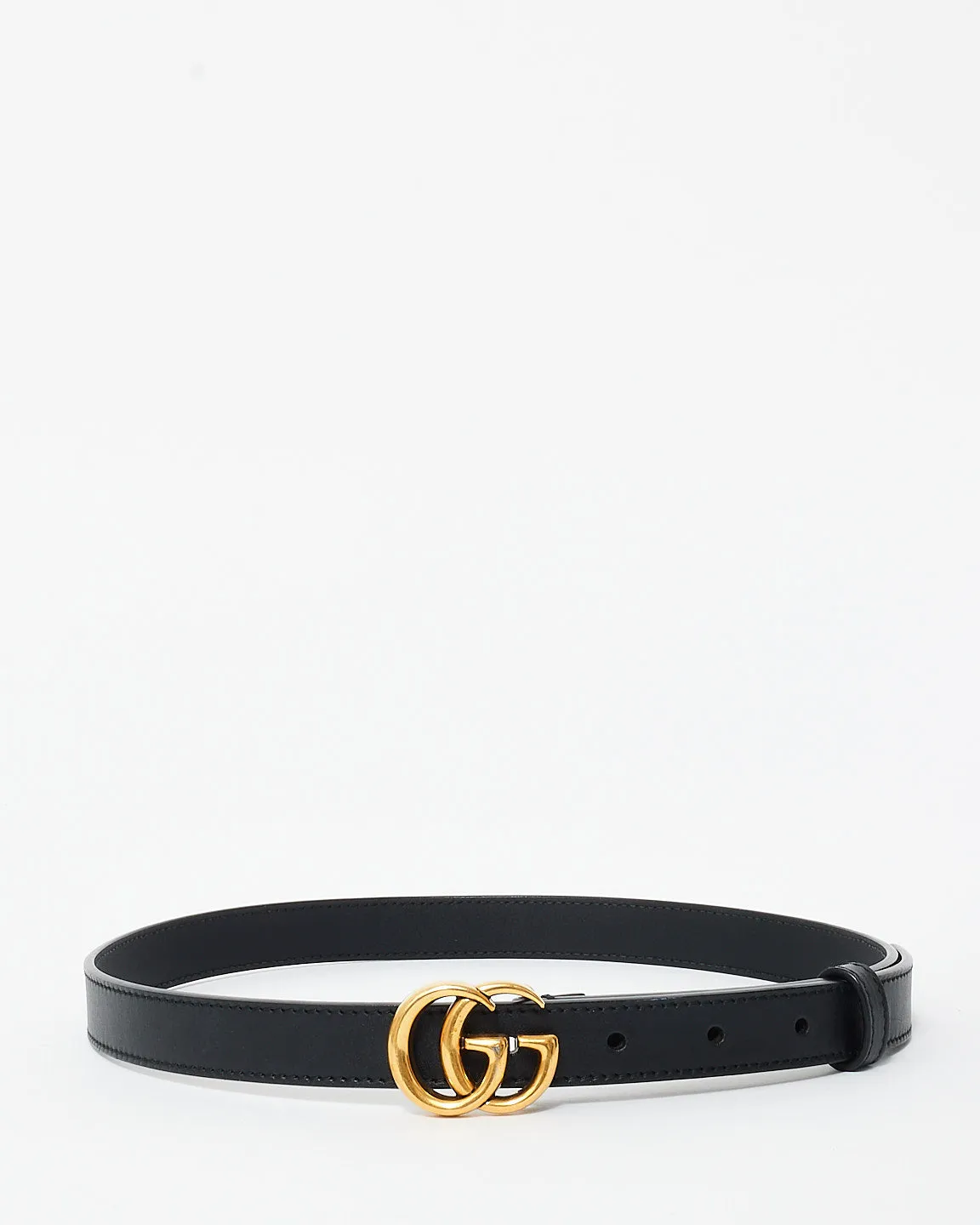 Gucci Black Leather GG Marmont Thin Belt - 70/28