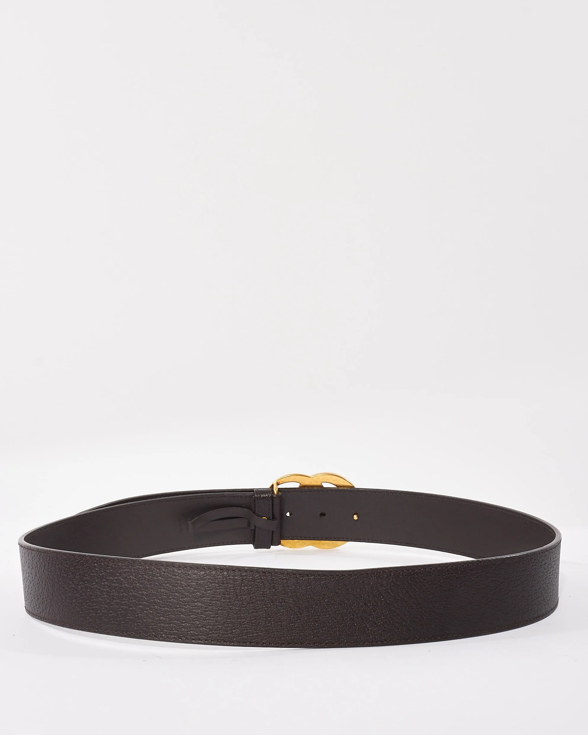 Gucci Dark Brown & Brushed Gold GG Marmont Belt - 95/38