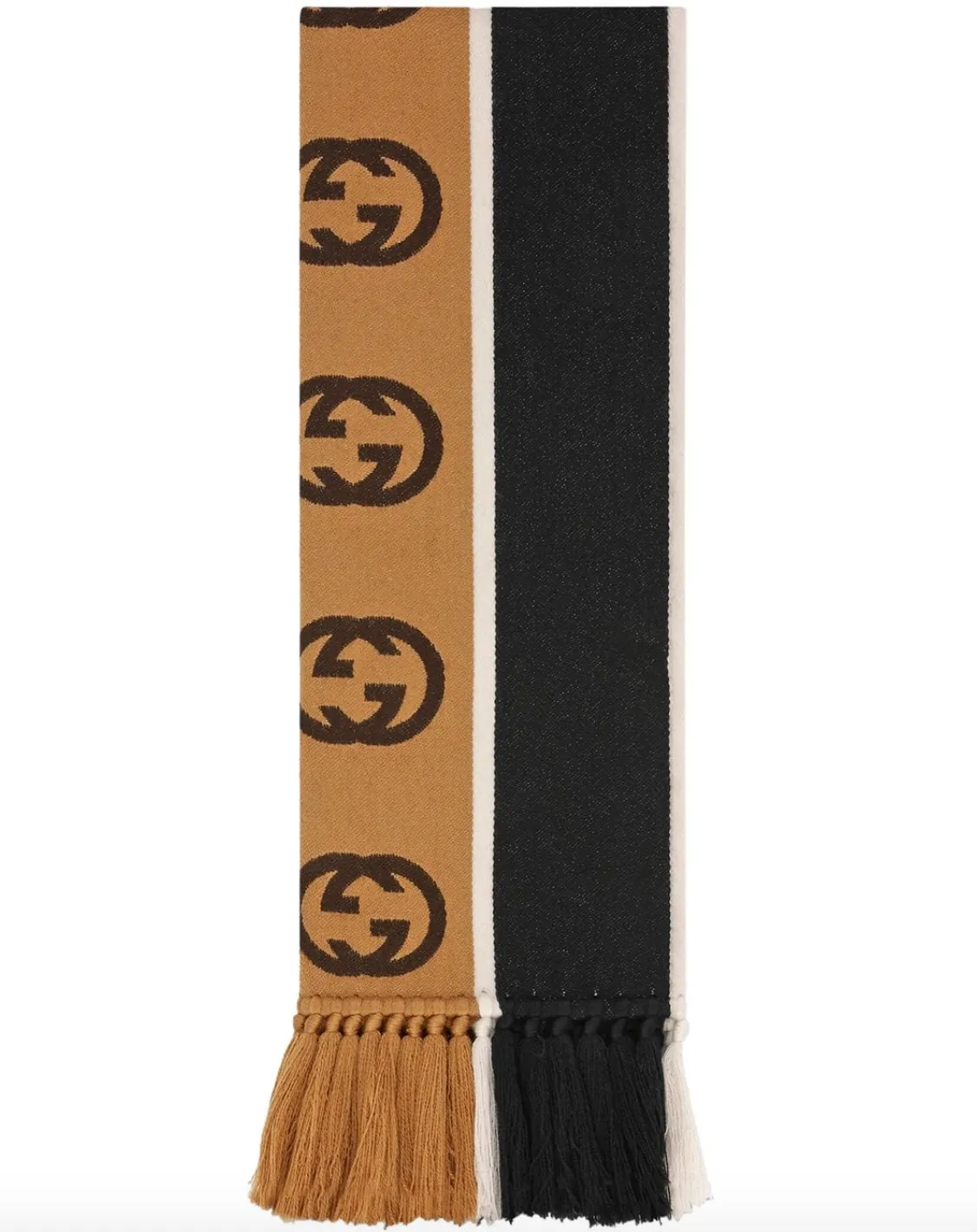 Gucci GG-jacquard Striped Wool-blend Scarf In Black