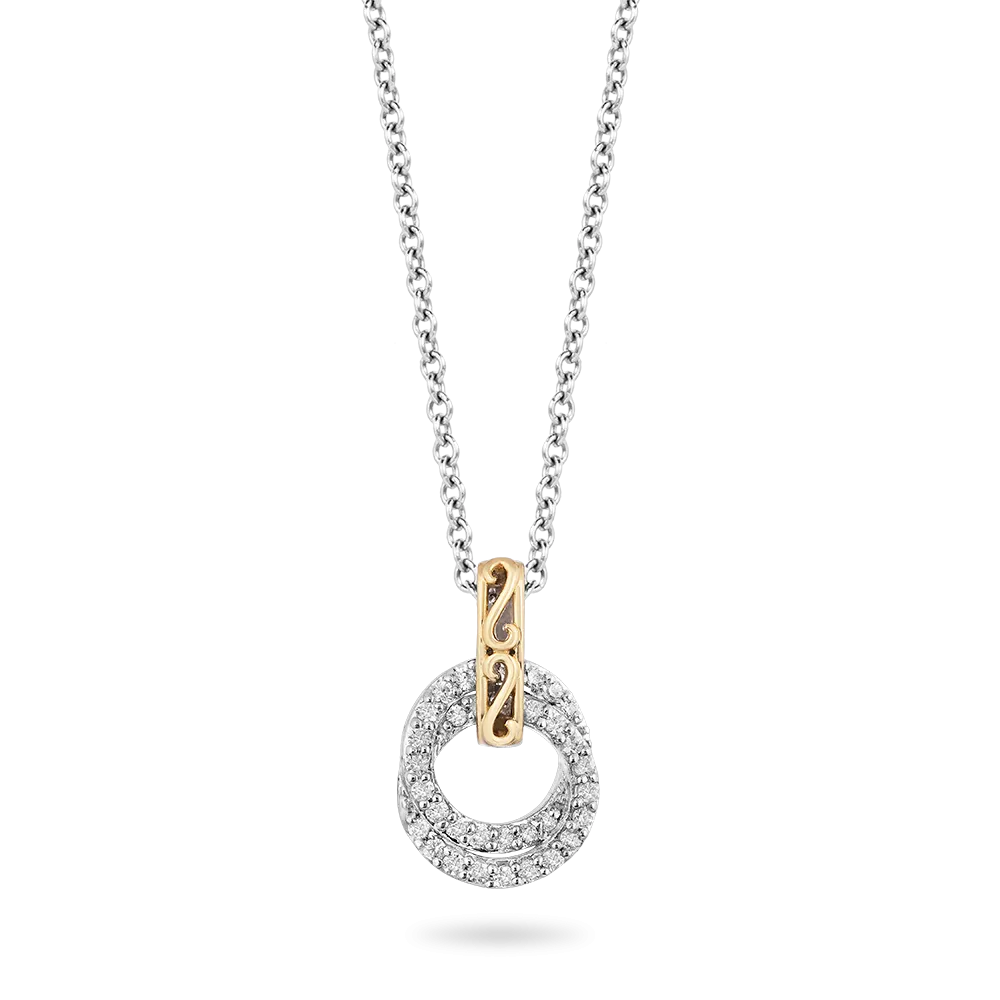 Hallmark Fine Jewelry Diamond Eternity Ring Pendant in Sterling Silver and 14K Yellow Gold