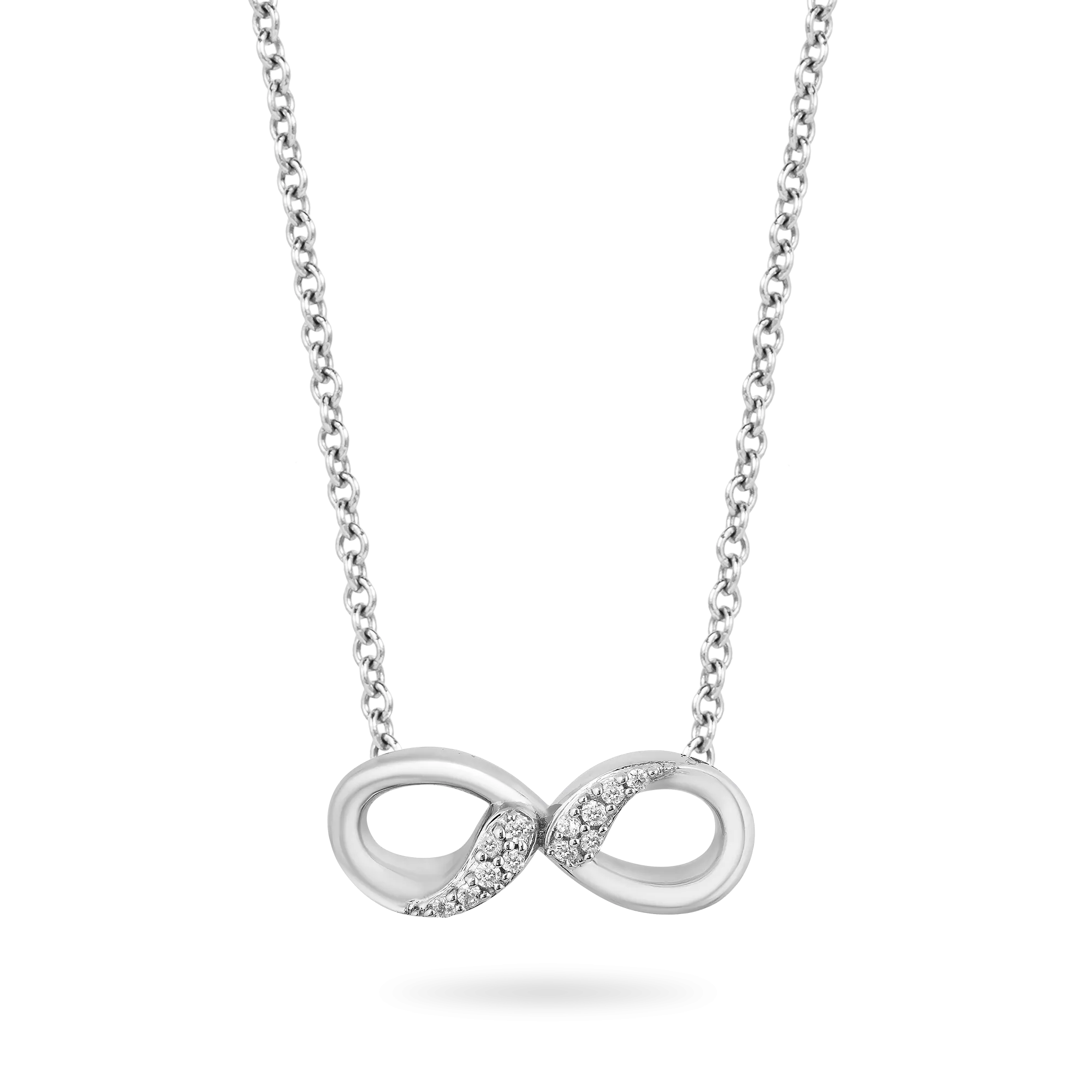 Hallmark Fine Jewelry Modern Infinity Pendant in Sterling Silver with Diamond Accents