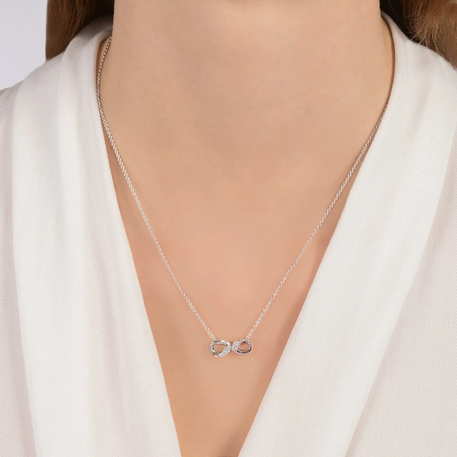 Hallmark Fine Jewelry Modern Infinity Pendant in Sterling Silver with Diamond Accents