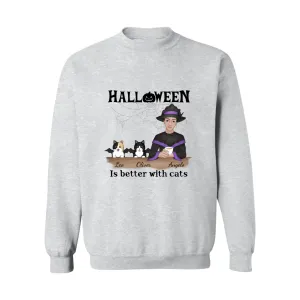 Halloween is Better with Cats (Male) Crewneck Pullover Sweatshirt