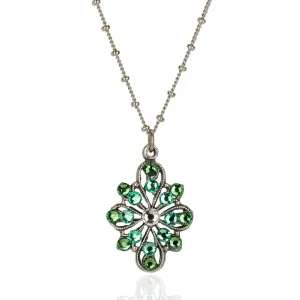 Hana Green Crystal Flower Blossom Necklace
