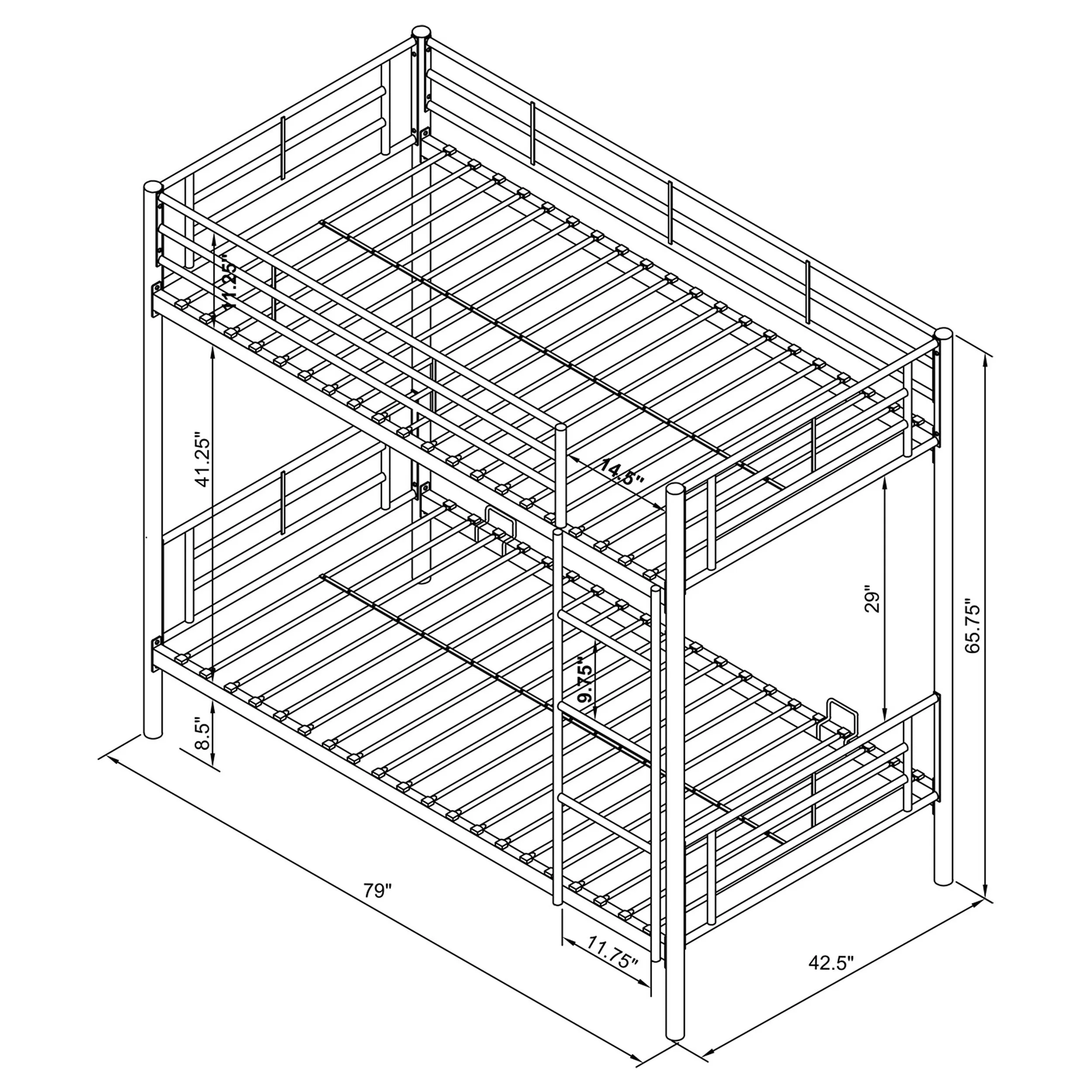 Hayward Metal Twin Over Twin Bunk Bed Black