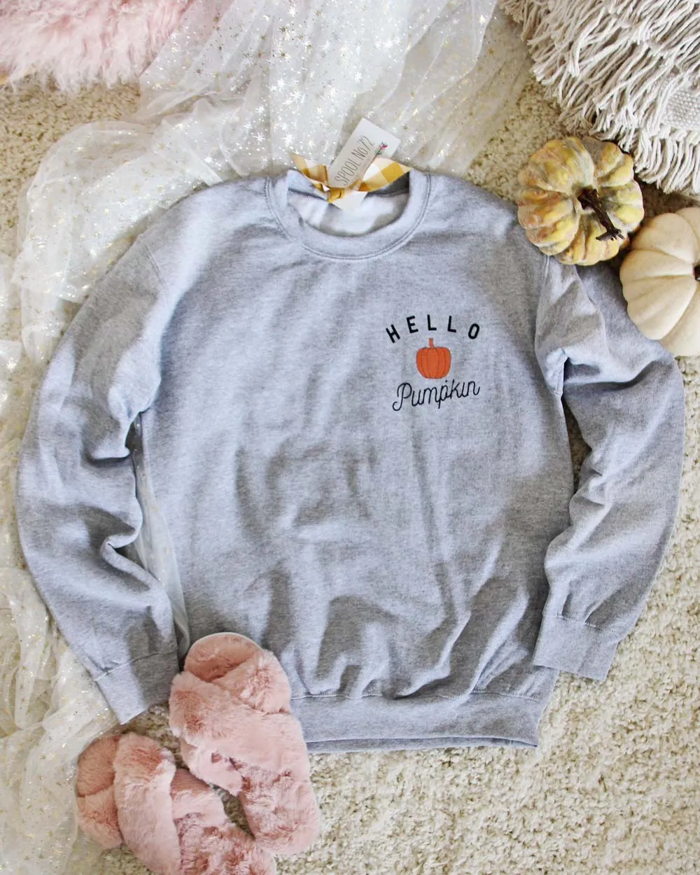 Hello Pumpkin Sweatshirt in Gray