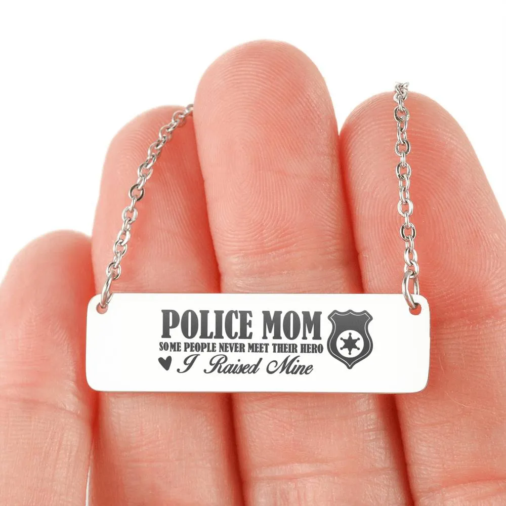Horizontal Bar Necklace-Police Mom
