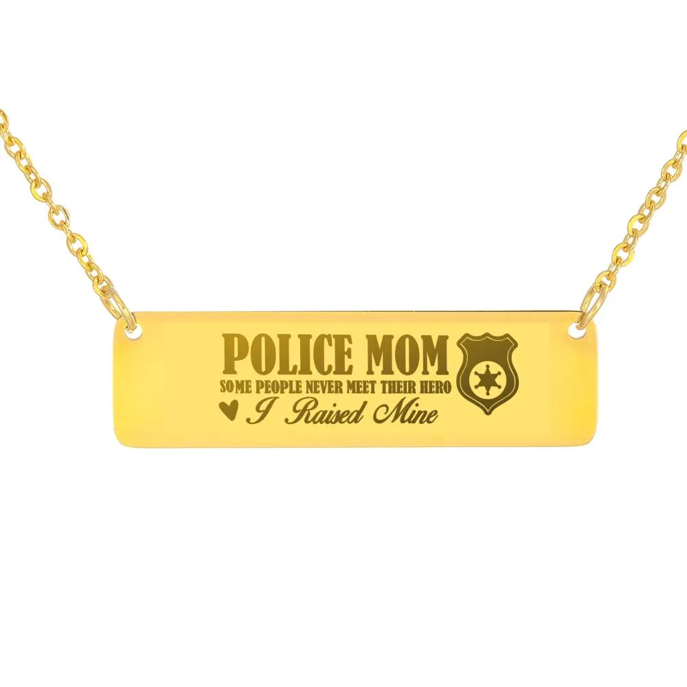 Horizontal Bar Necklace-Police Mom