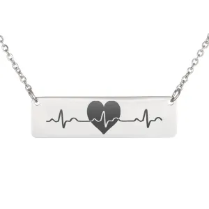 Horizontal Bar Necklace with Heartbeat