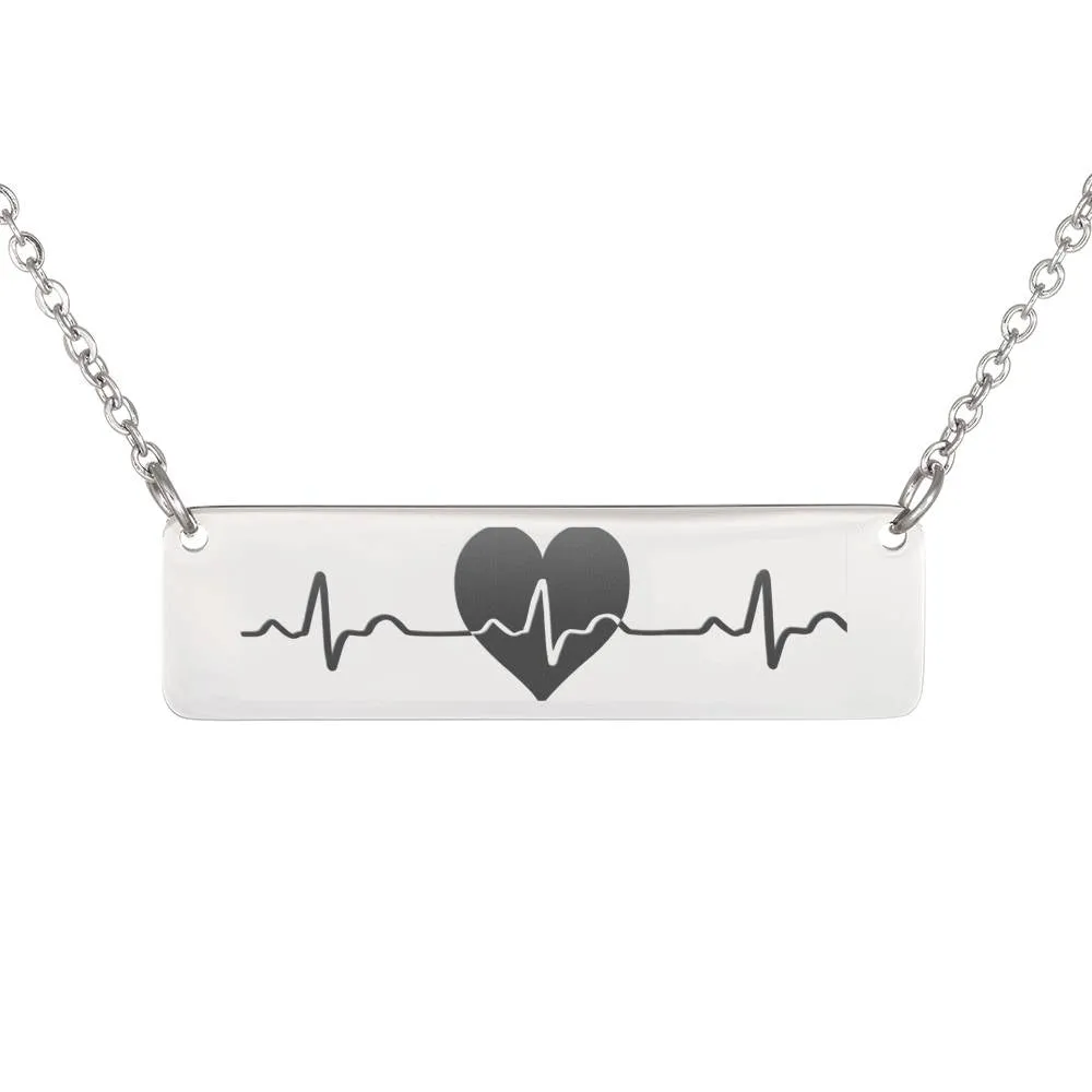 Horizontal Bar Necklace with Heartbeat