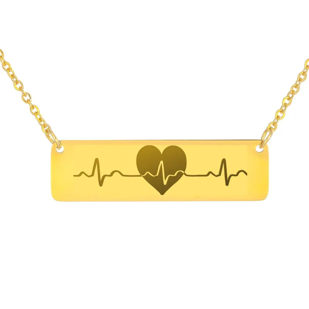 Horizontal Bar Necklace with Heartbeat