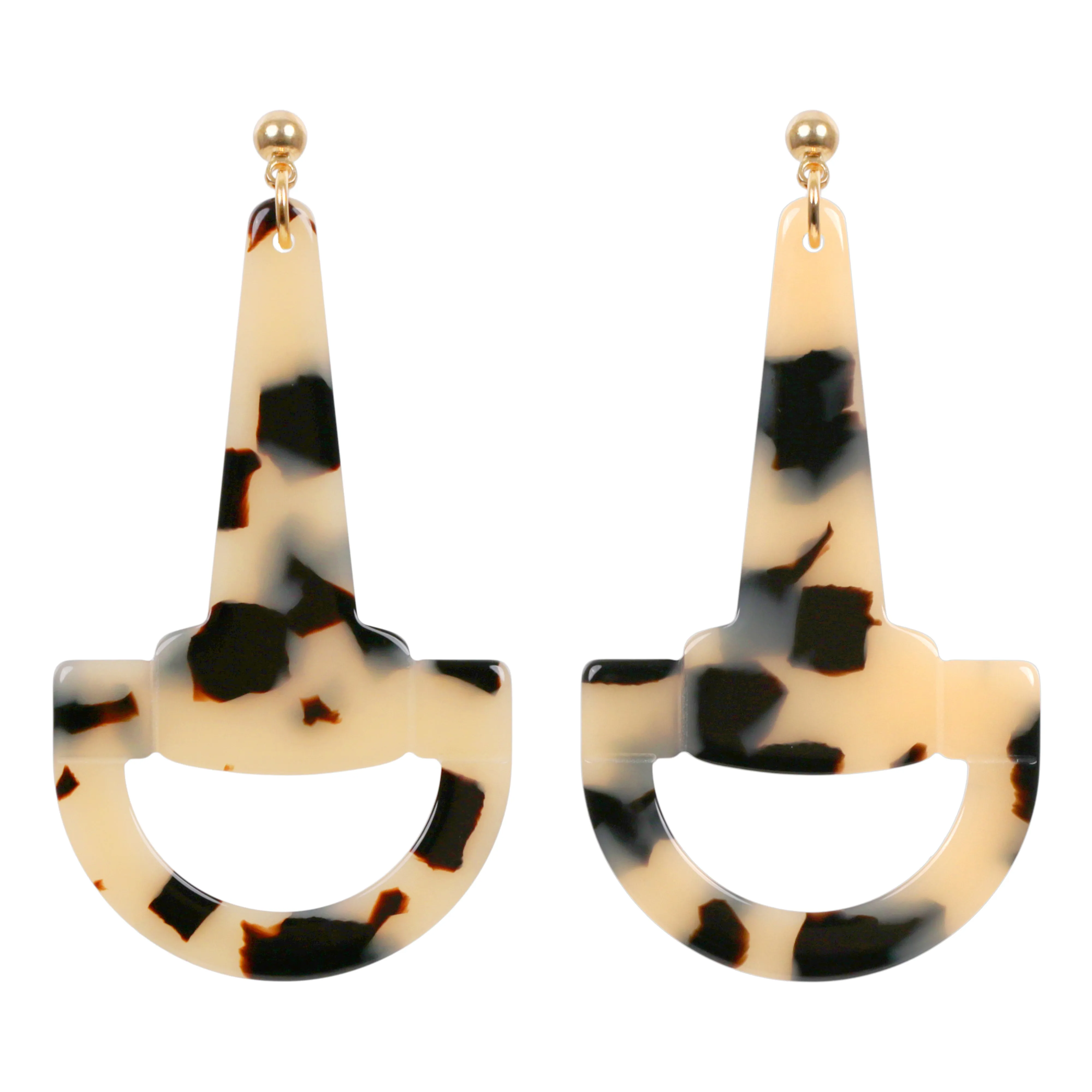 Horsebit Medium Light Tortoiseshell Stud Earrings