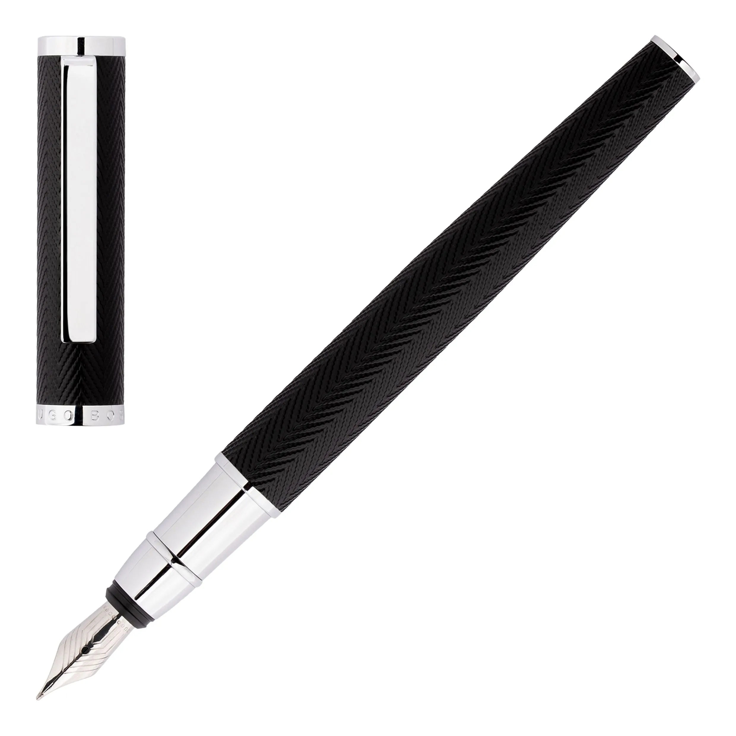 HUGO BOSS HSI1062B-Fountain pen Formation Herringbone Chrome